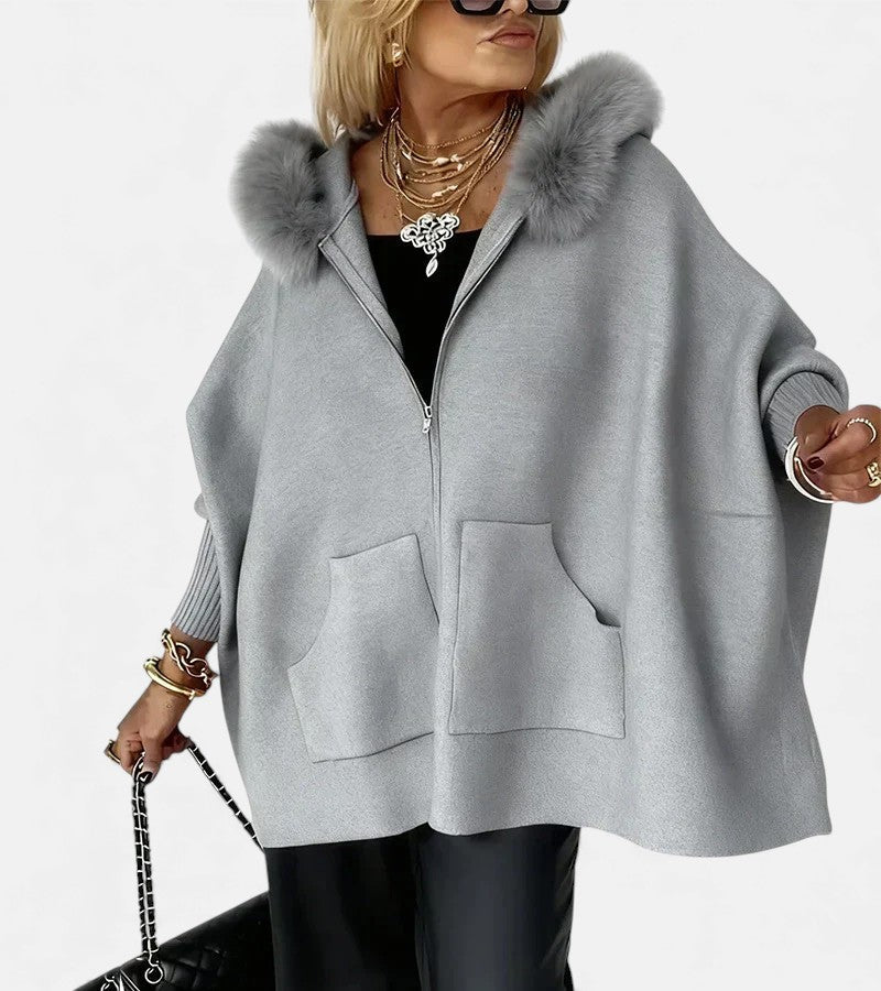 Leah - Women's Hooded Towel-Collar Coat