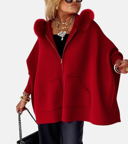 Leah - Women's Hooded Towel-Collar Coat
