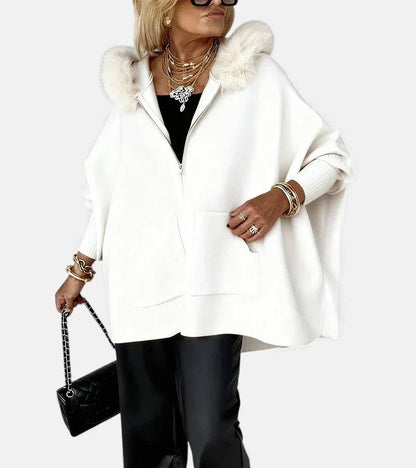 Leah - Women's Hooded Towel-Collar Coat