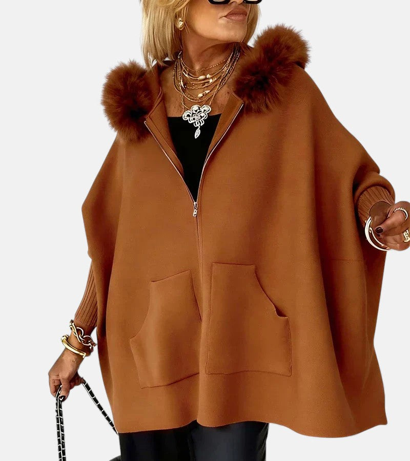 Leah - Women's Hooded Towel-Collar Coat