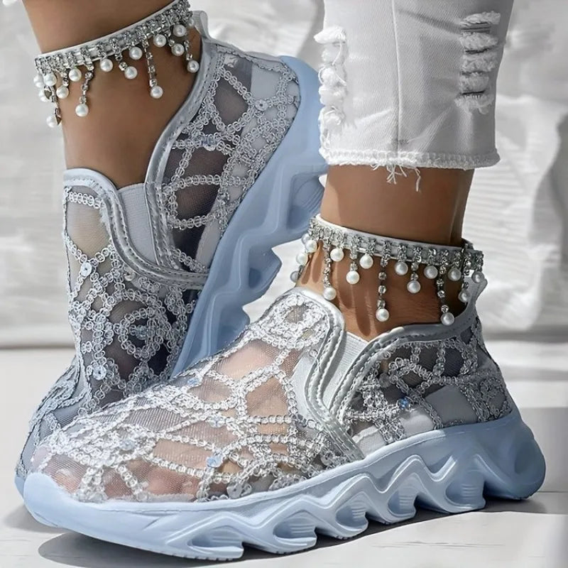 Faith - Floral Lace Slip-On Trainers