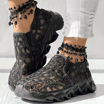 Faith - Floral Lace Slip-On Trainers