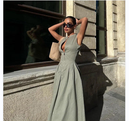 Felicia - Structured-Collar Maxi Dress