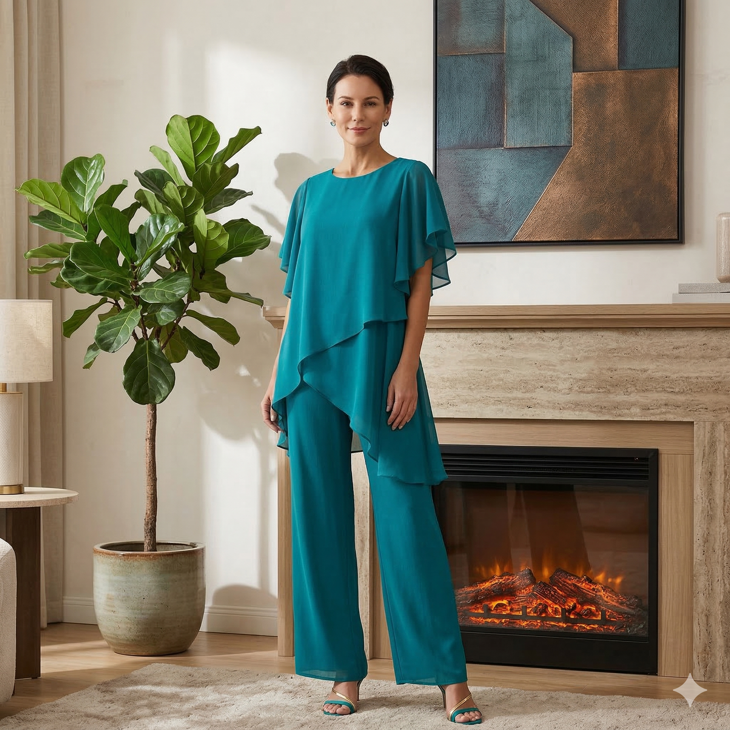 Marian - Asymmetric Chiffon Set