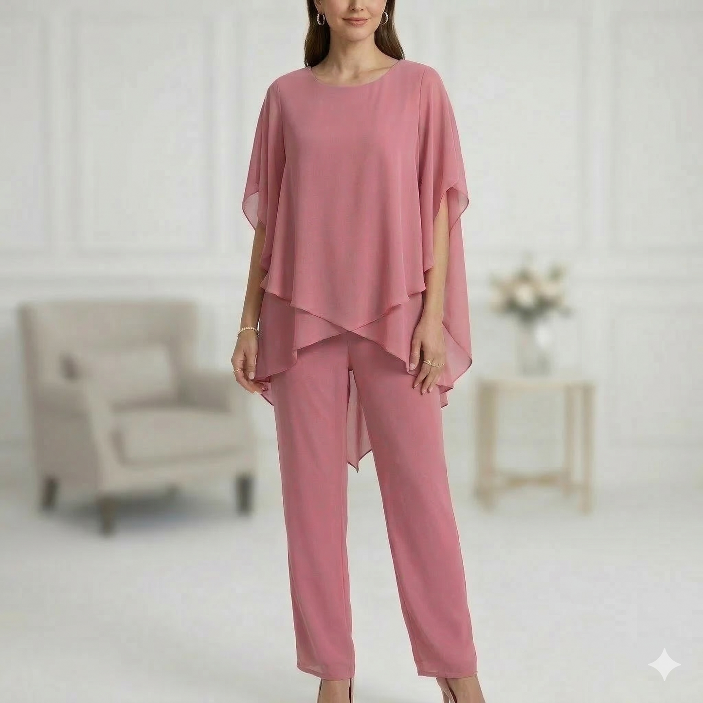 Marian - Asymmetric Chiffon Set