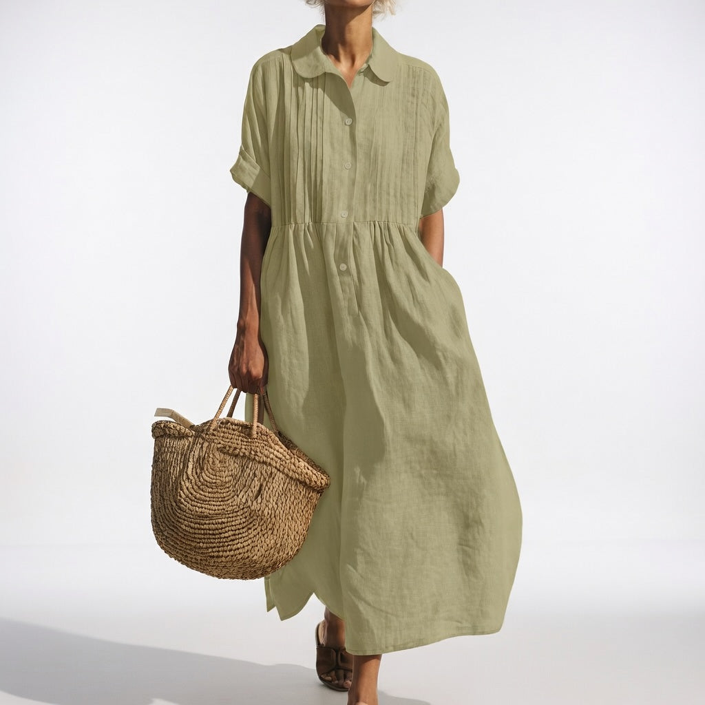 Esther - Cotton Maxi Shirt Dress