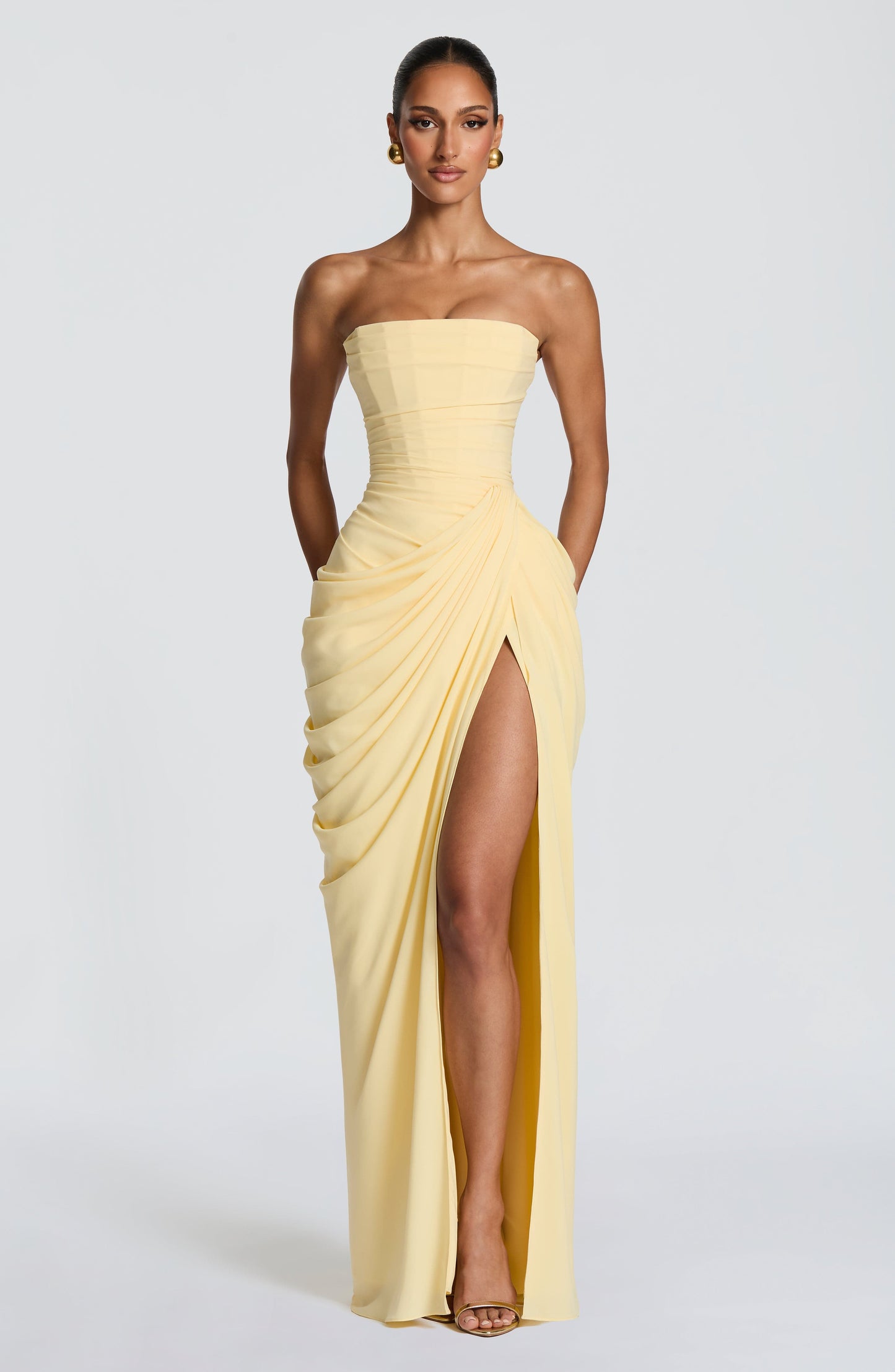 Lola - Corseted Strapless Maxi Dress
