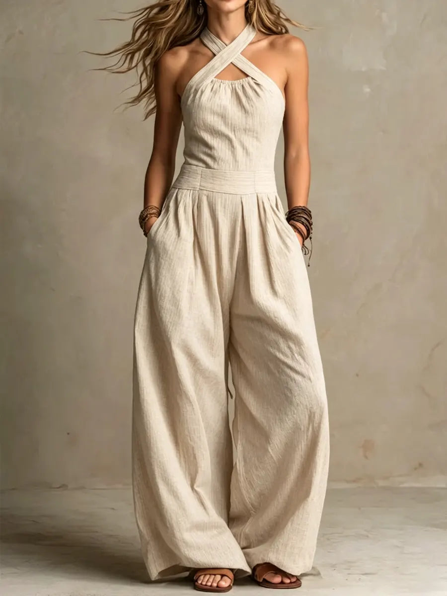 Lourdes - Crossover Wide-Leg Jumpsuit