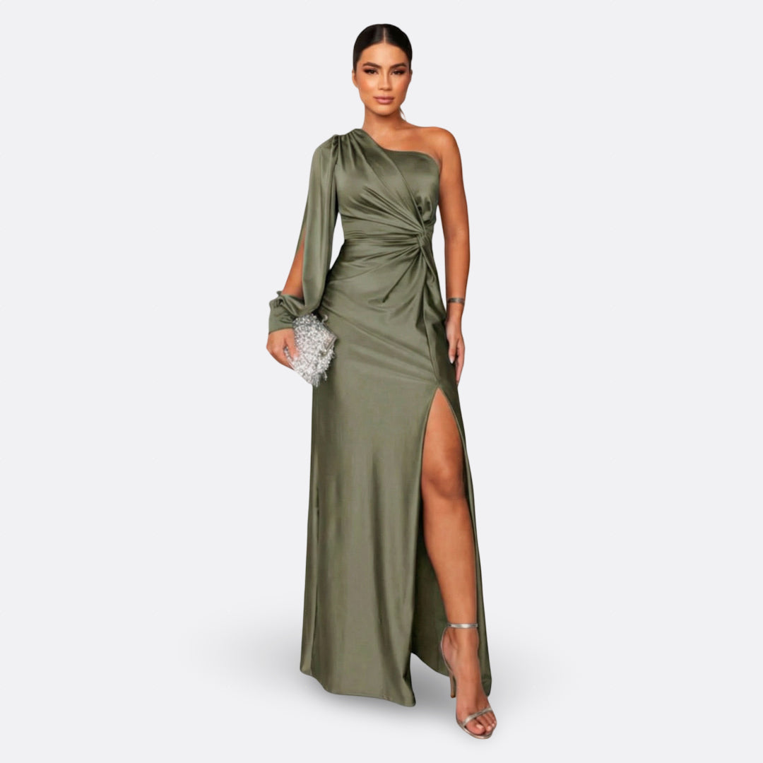 Luna - Draped Asymmetric Maxi Dress