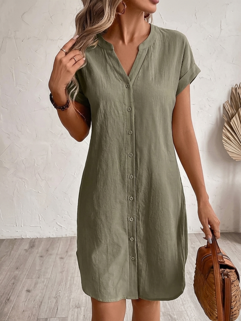 Maribel - Linen-Look Shirt Dress