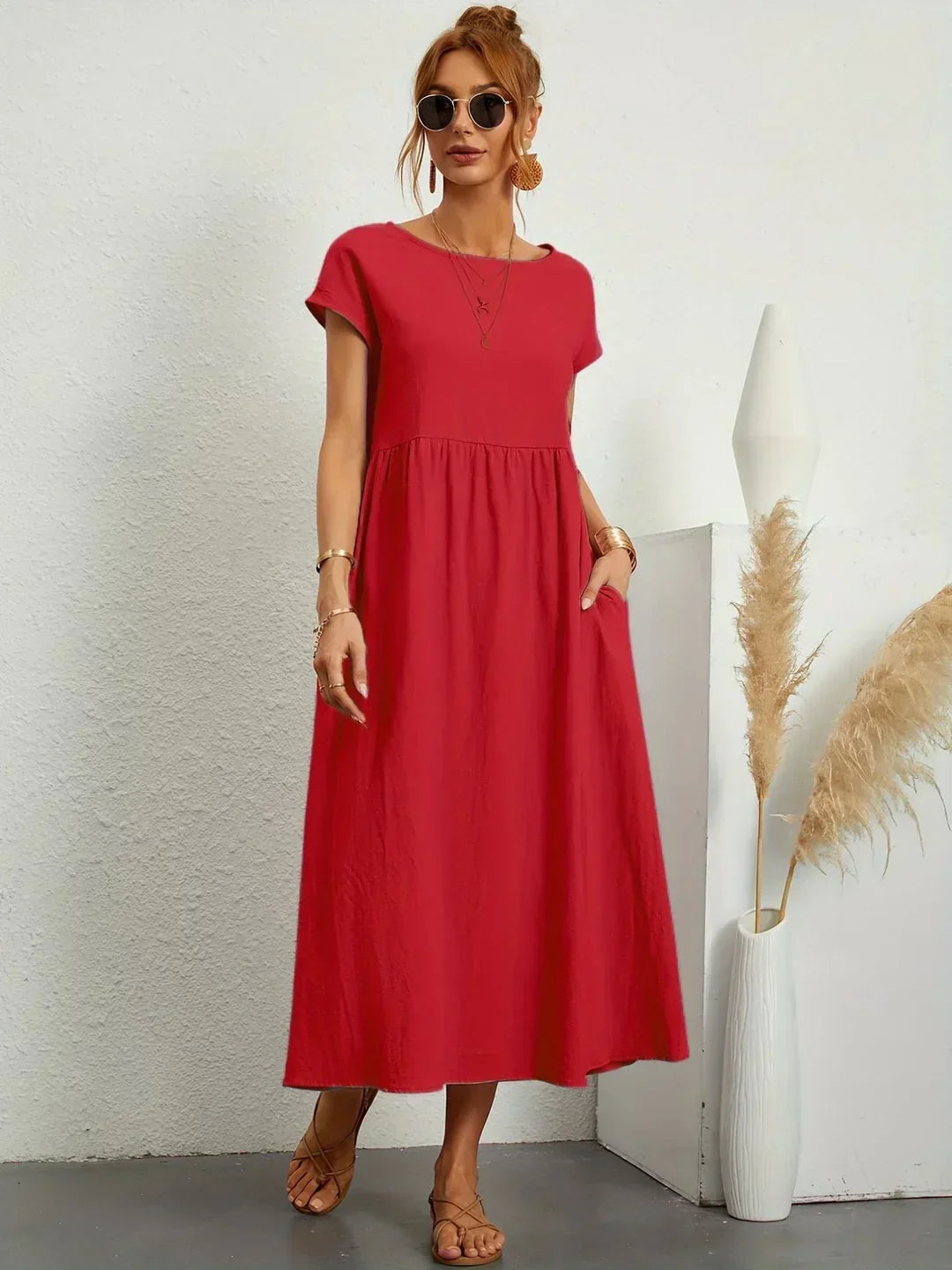 Phoebe - Flowing Cotton Midi Dress