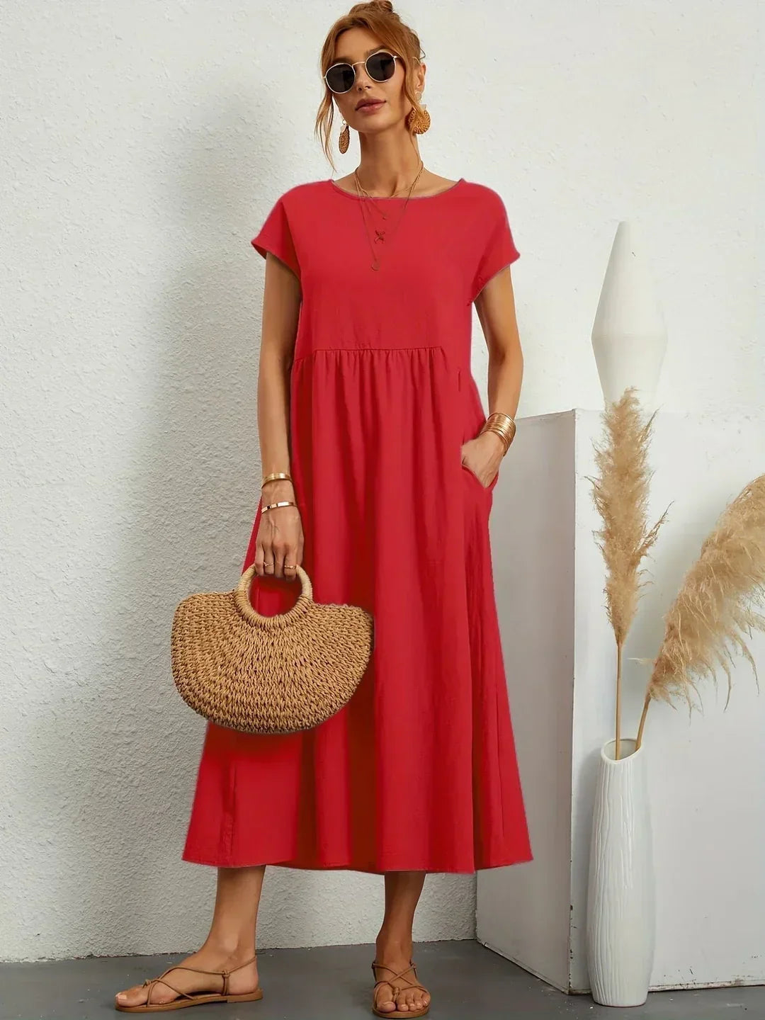 Phoebe - Flowing Cotton Midi Dress