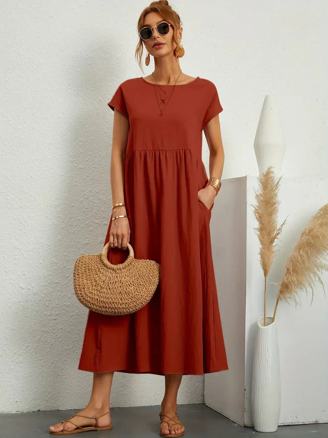 Phoebe - Flowing Cotton Midi Dress
