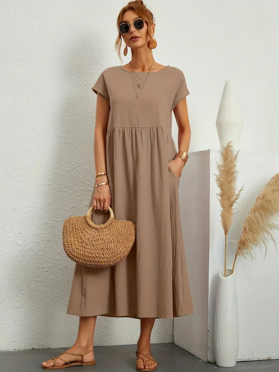 Phoebe - Flowing Cotton Midi Dress