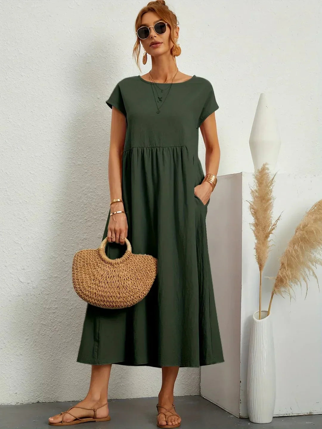 Phoebe - Flowing Cotton Midi Dress