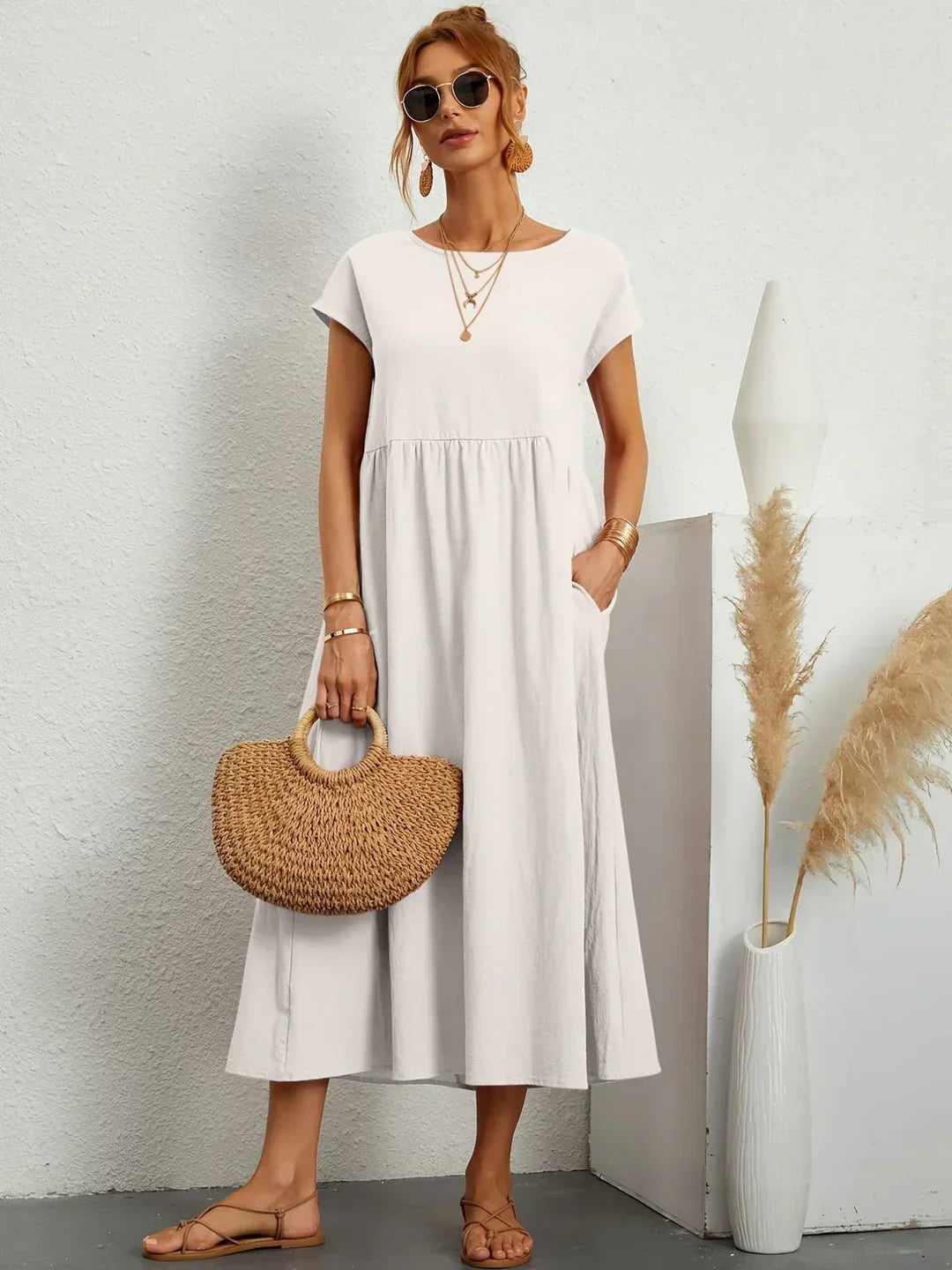 Phoebe - Flowing Cotton Midi Dress