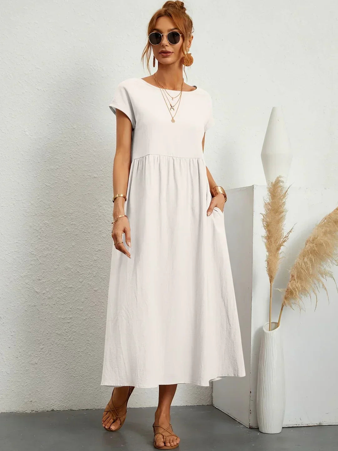 Phoebe - Flowing Cotton Midi Dress