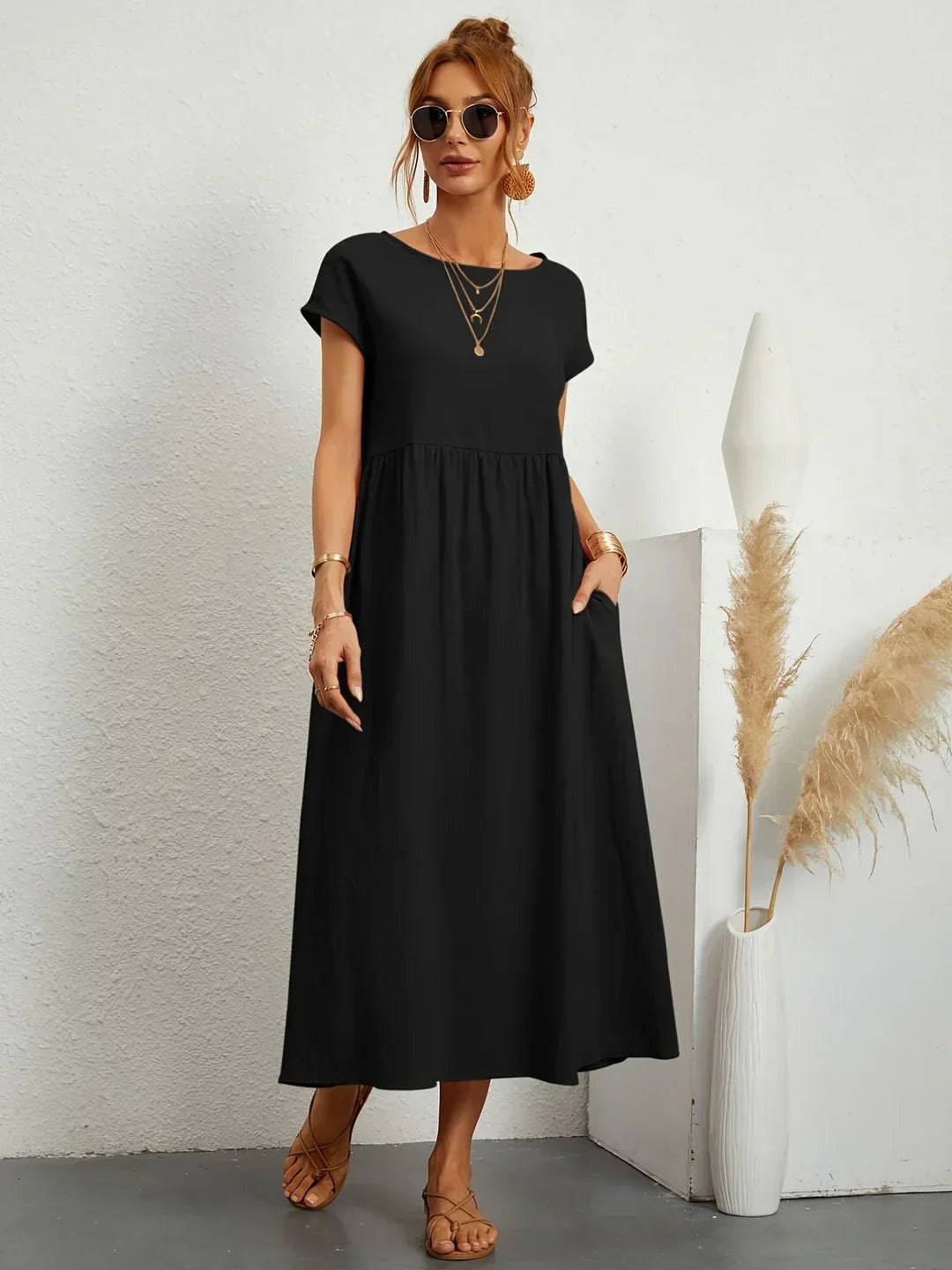 Phoebe - Flowing Cotton Midi Dress