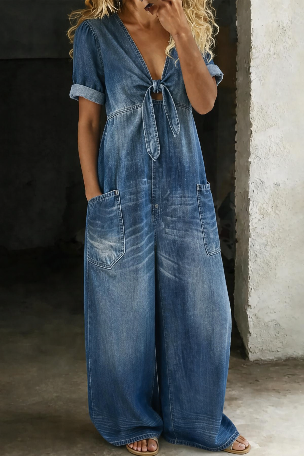 Nalina - Relaxed V-Neck Jumpsuit