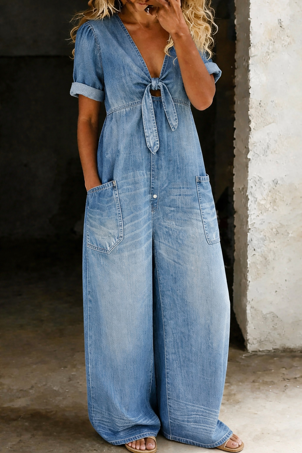 Nalina - Relaxed V-Neck Jumpsuit
