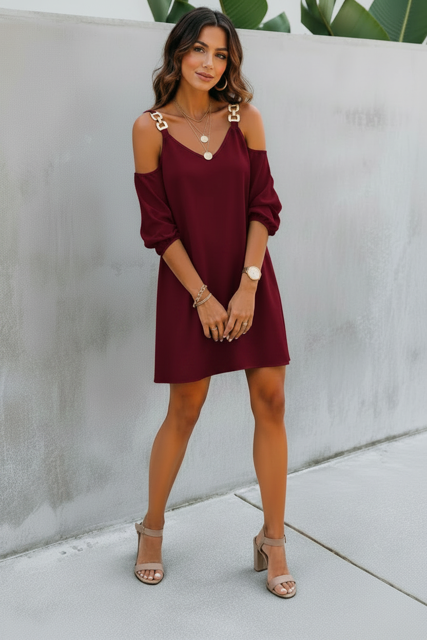 Noirelle - Black Chain-Strap Dress