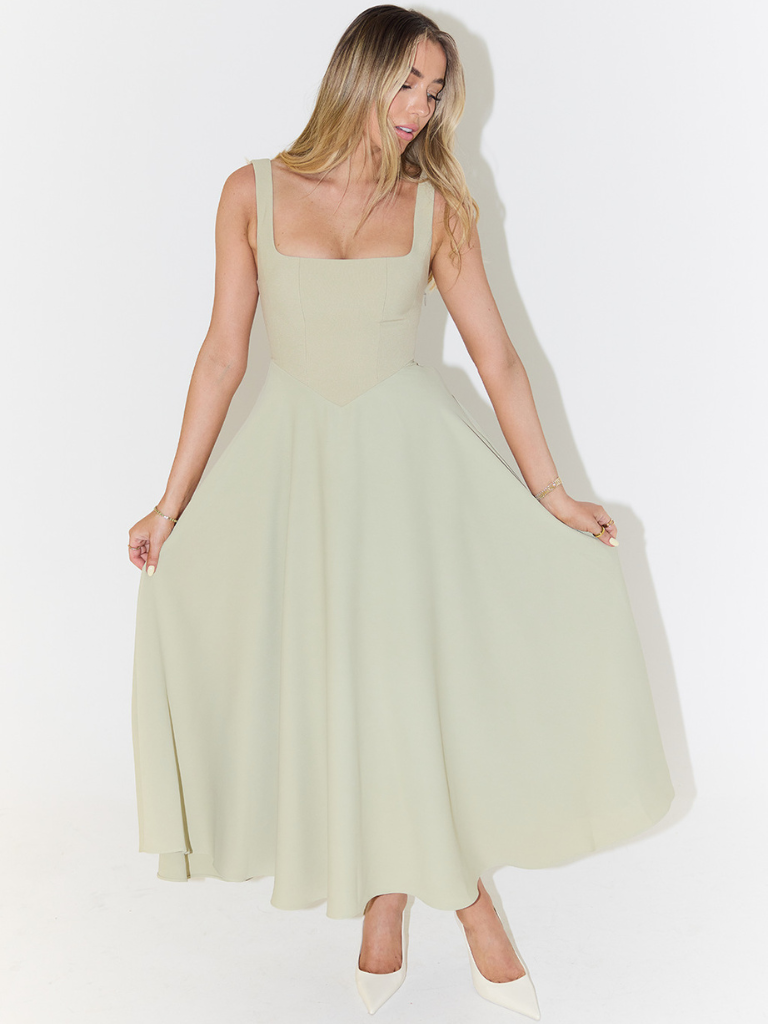 Melis - Square-Neck Midi Dress