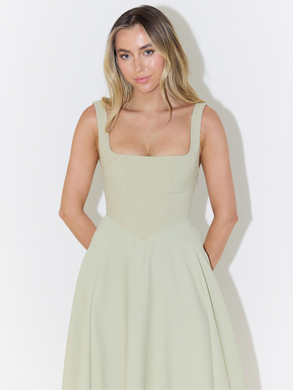 Melis - Square-Neck Midi Dress