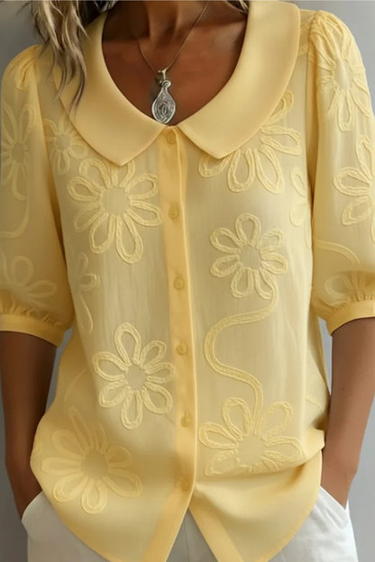 Jaclyn - Embroidered Rounded-Collar Blouse