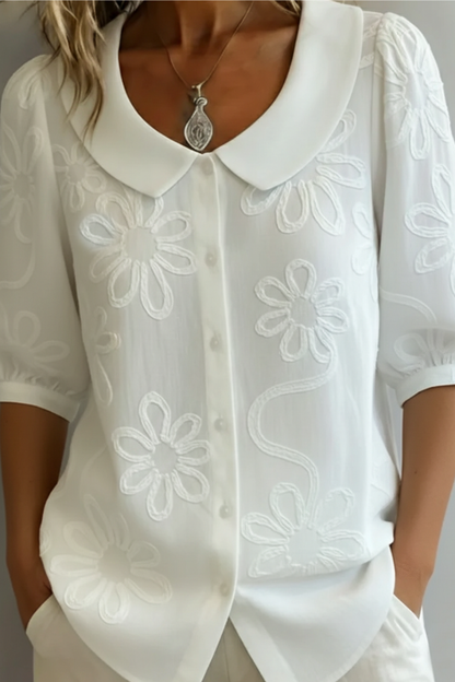 Jaclyn - Embroidered Rounded-Collar Blouse