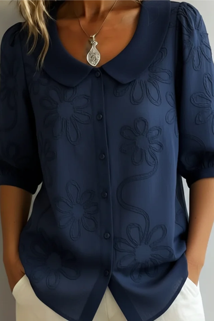 Jaclyn - Embroidered Rounded-Collar Blouse