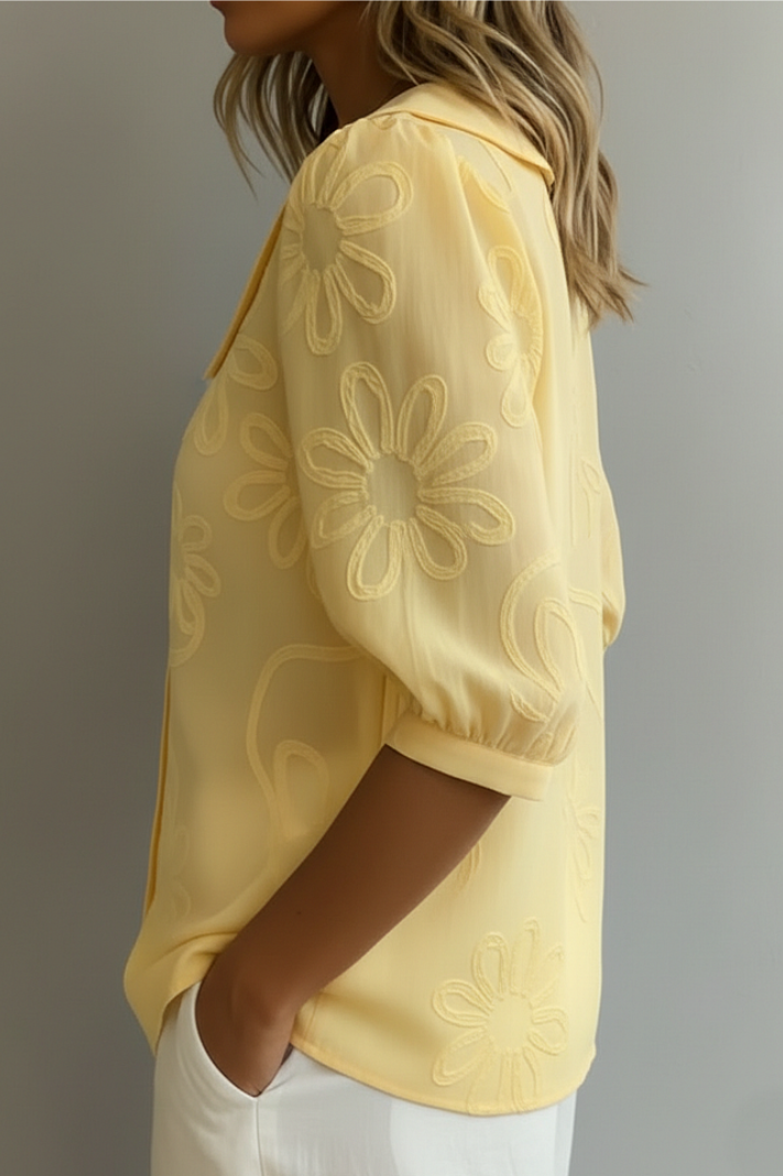 Jaclyn - Embroidered Rounded-Collar Blouse