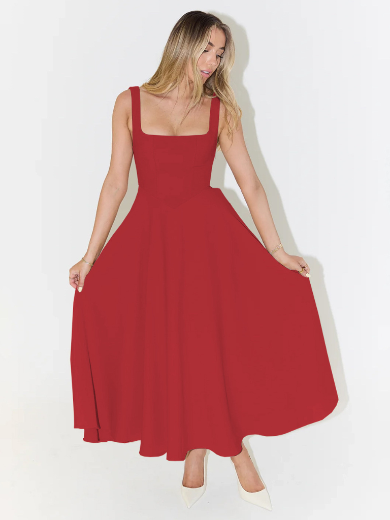Melis - Square-Neck Midi Dress