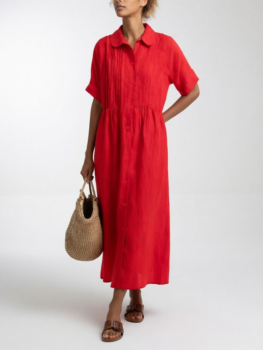 Esther - Cotton Maxi Shirt Dress