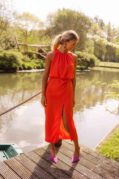 Ladonna - Draped Slit Maxi Dress