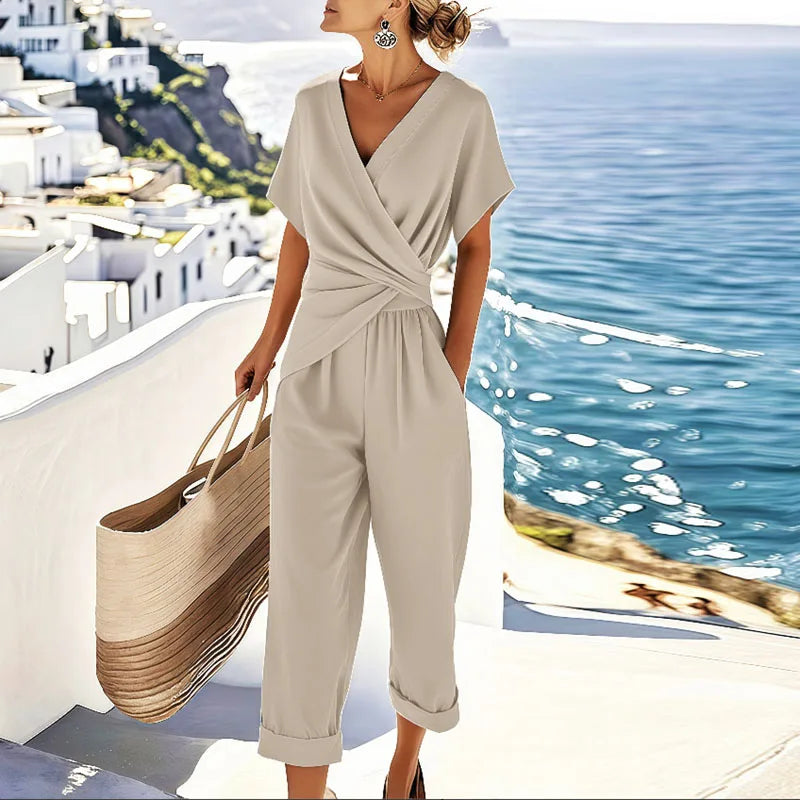 Magdalena - Wrap Top Cropped Trousers Set