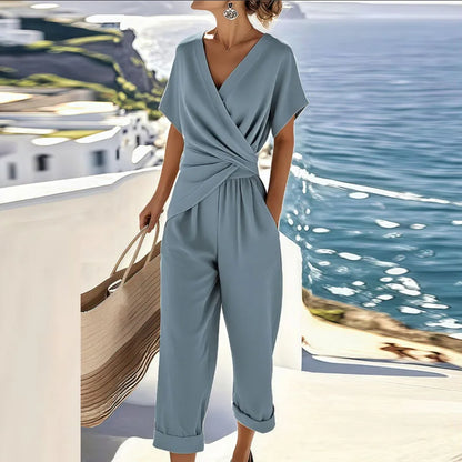 Magdalena - Wrap Top Cropped Trousers Set