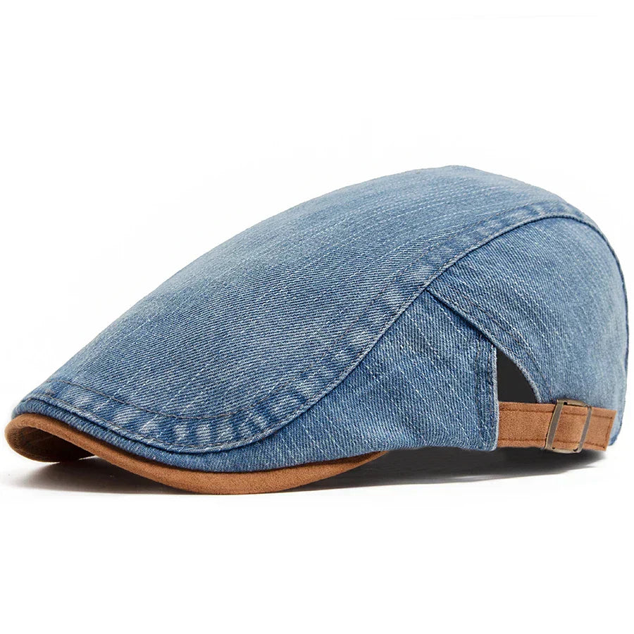 Theodore - Adjustable Denim Flat Cap