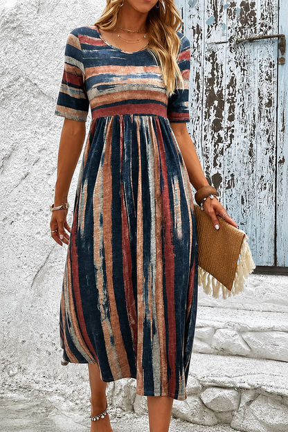 Tonia - Striped Day Midi Dress