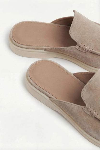 Vernon - Open-Back Beige Suede Mule