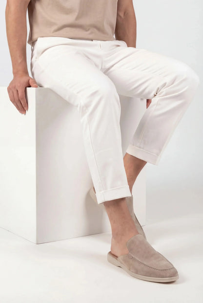 Vernon - Open-Back Beige Suede Mule