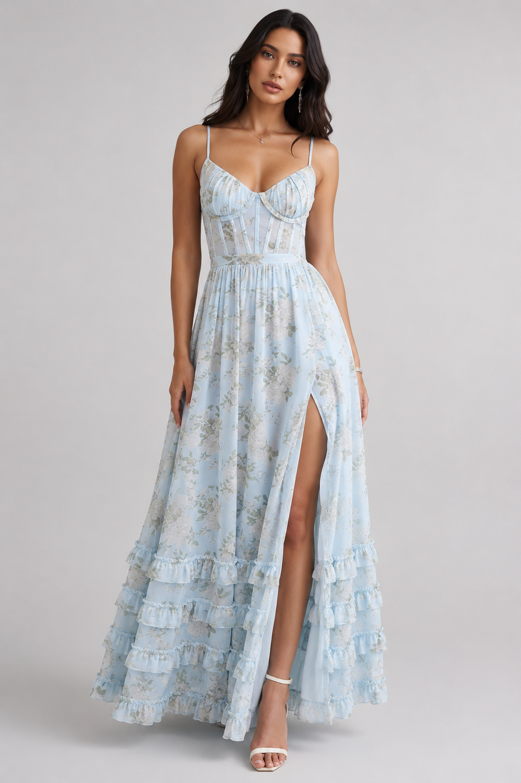 Violetta - Ruffled High-Slit Dress