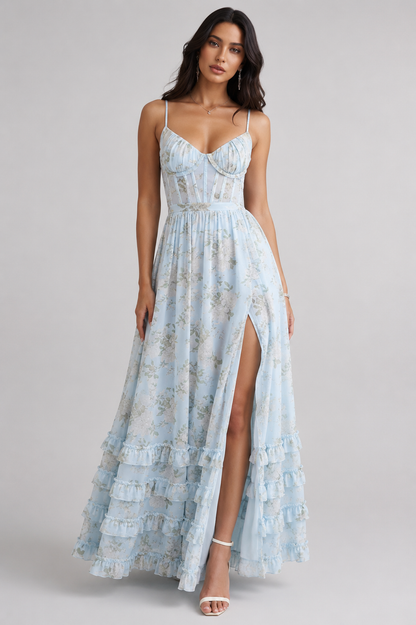 Violetta - Ruffled High-Slit Dress