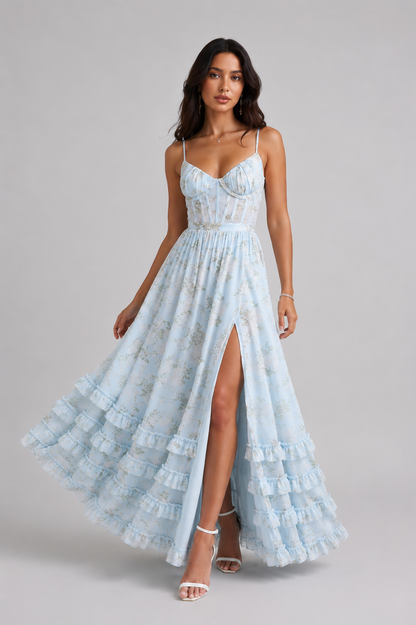 Violetta - Ruffled High-Slit Dress