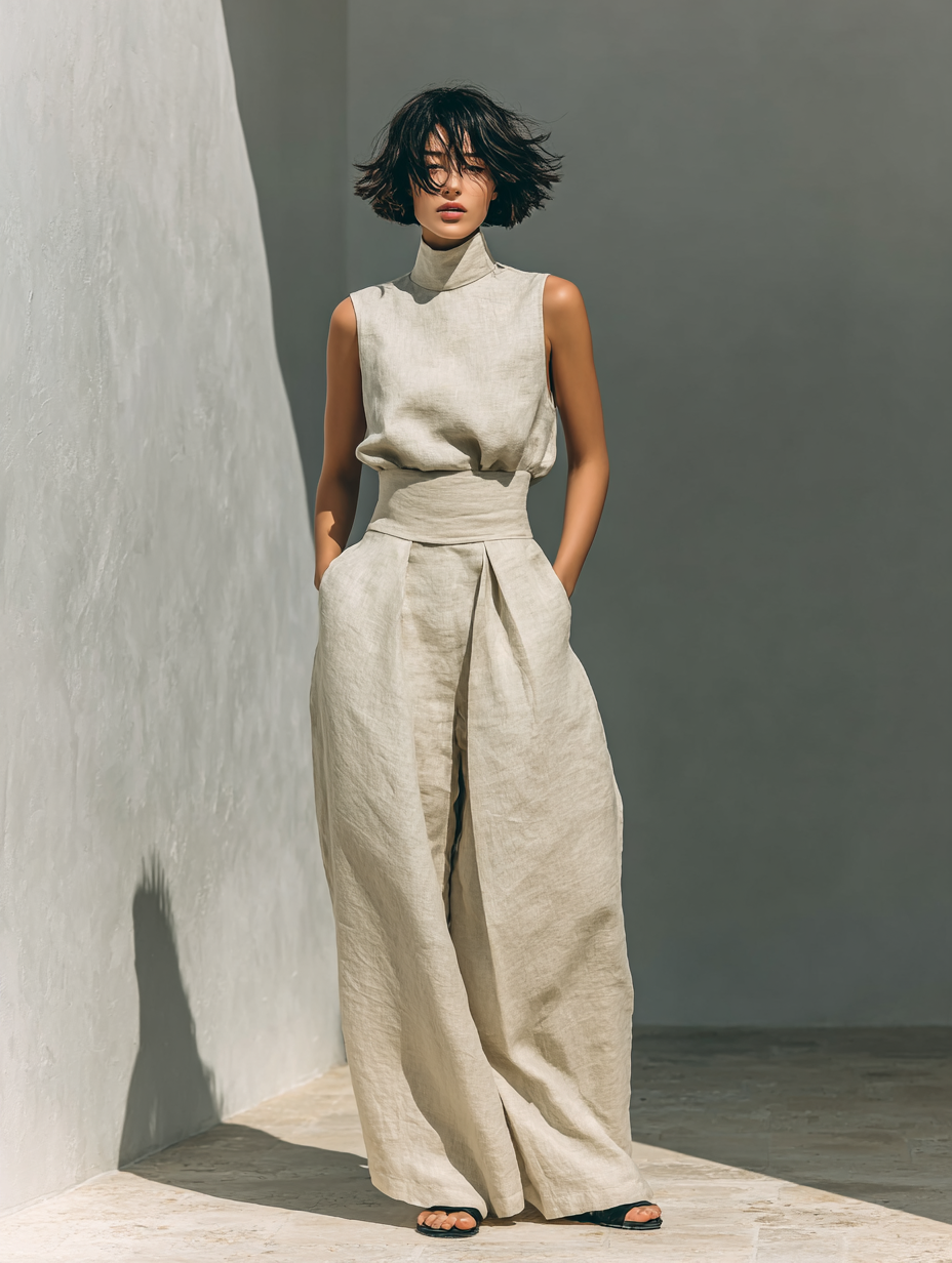 Wendy - Linen-Cotton Wide-Leg Set