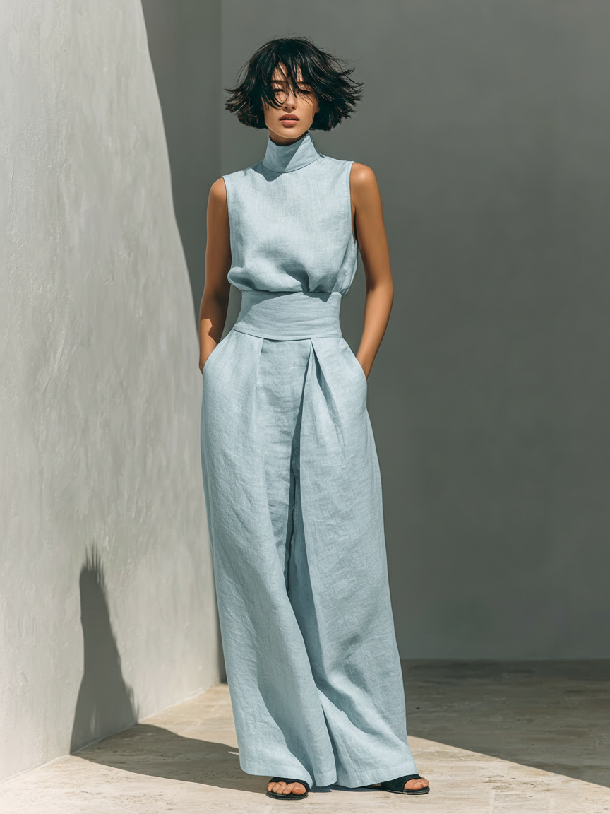 Wendy - Linen-Cotton Wide-Leg Set