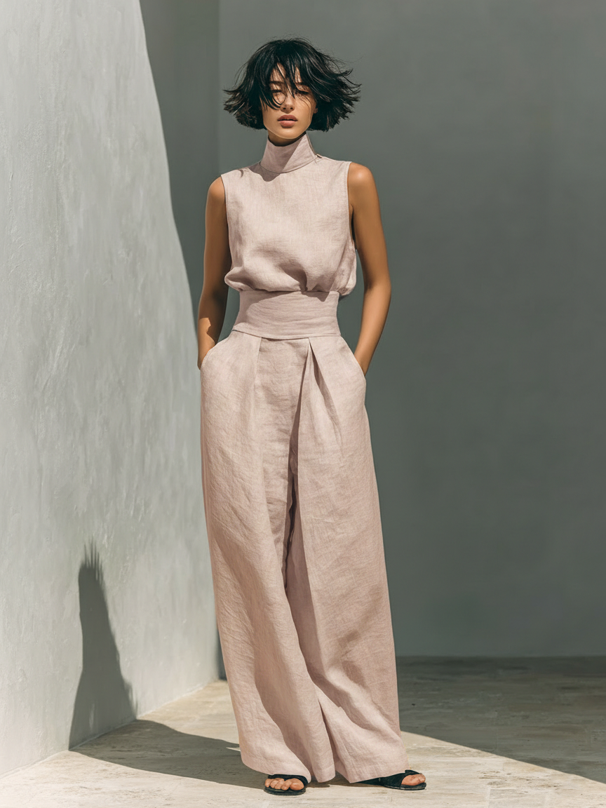 Wendy - Linen-Cotton Wide-Leg Set