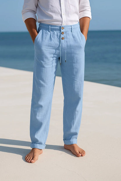 Rivento - Adjustable Waist Linen Trousers