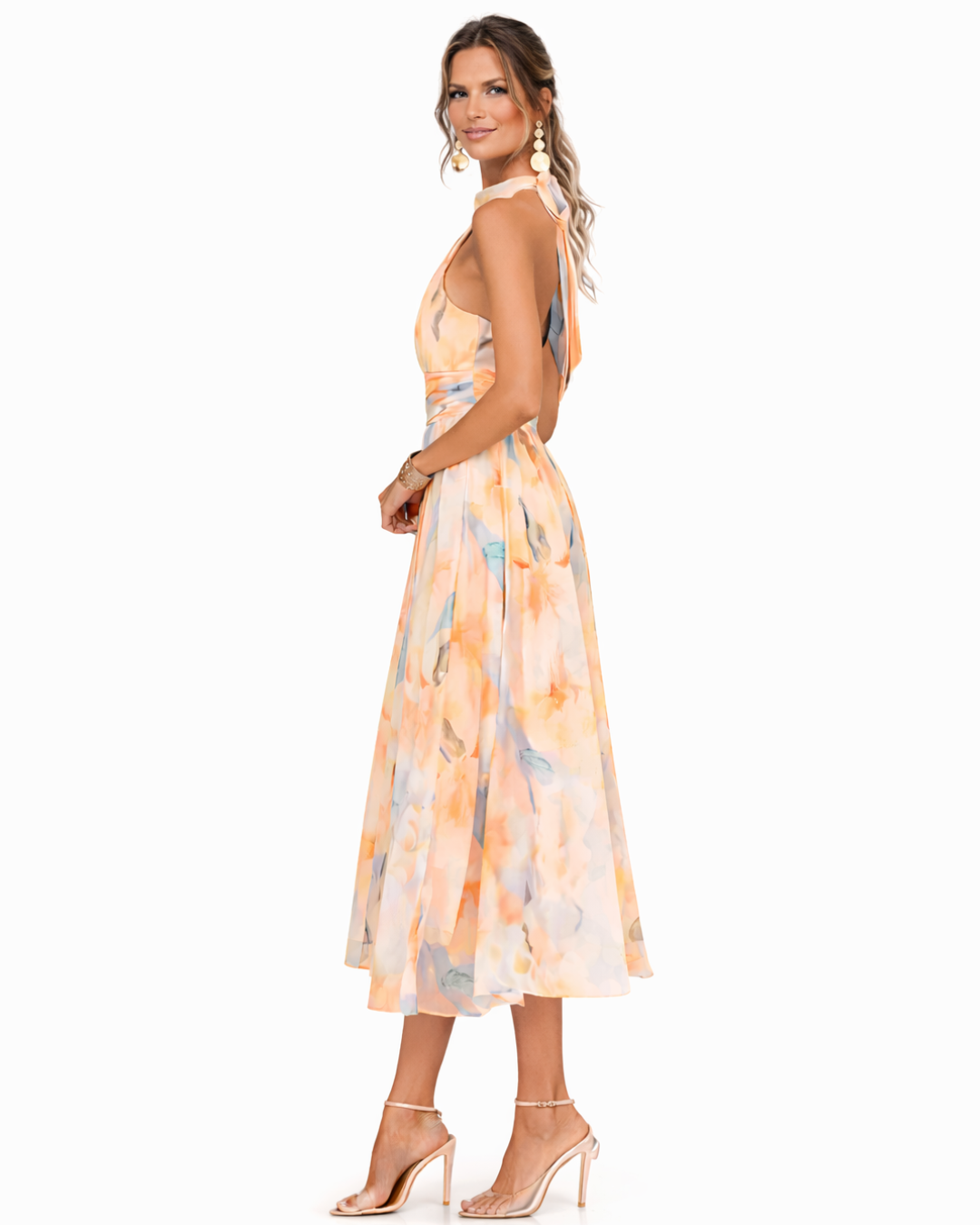 Yolanda - Watercolour Halter Maxi Dress
