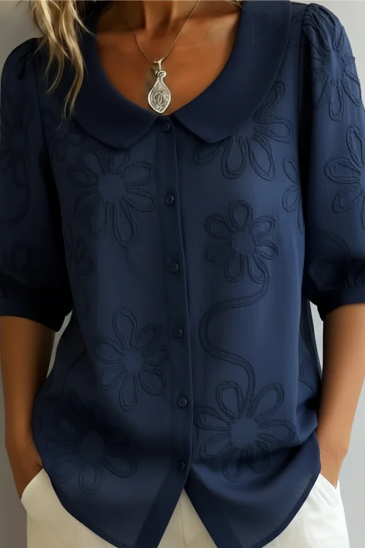 Yvette - Embroidered Round-Neck Blouse