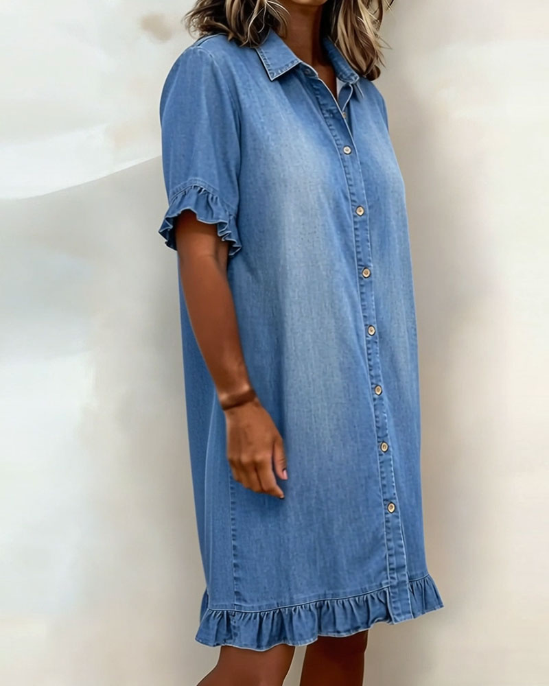 Navelle - Ruched Denim Shirt Dress